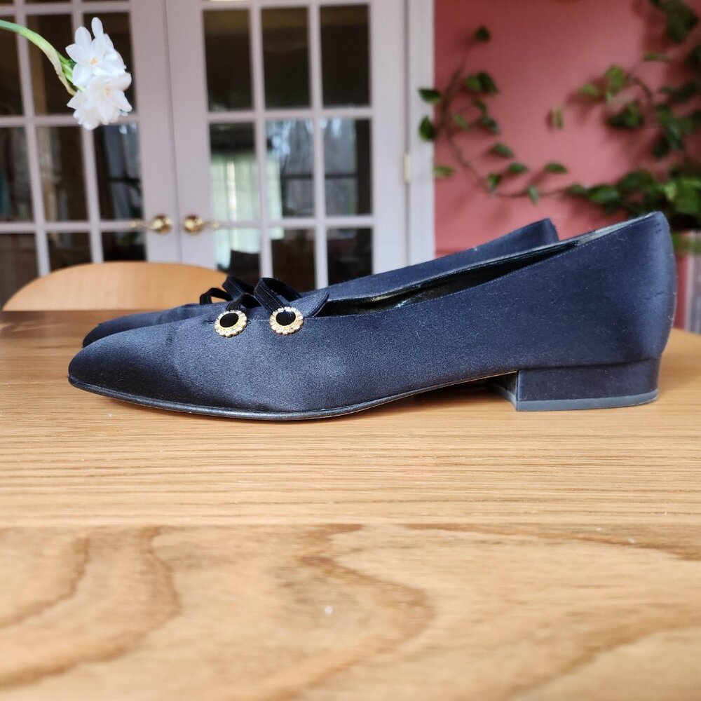 Bally Satin Flats Black